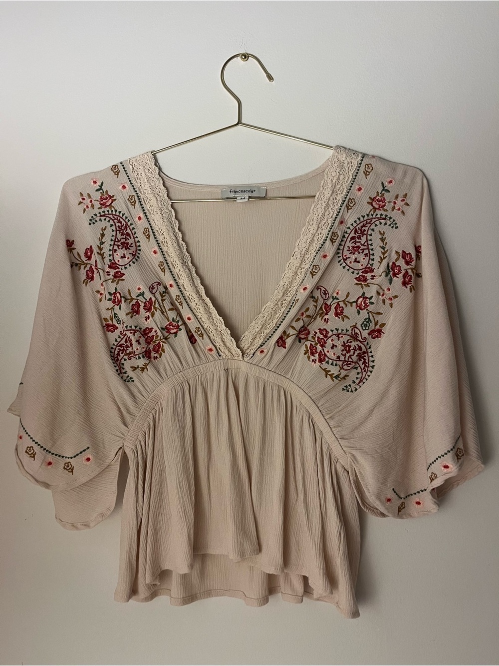 Francesca’s Samantha Floral Embroidered Kimono Blouse